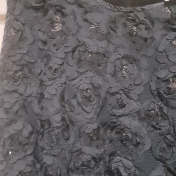 Girls size 12 black dress with Rose's and sequins - Picture 3 of 8